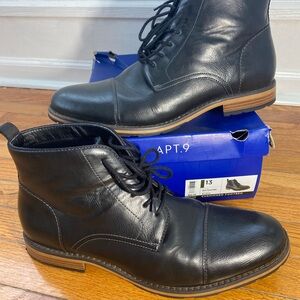 Apt. 9 Men's Black Leather Lace-Up Boots